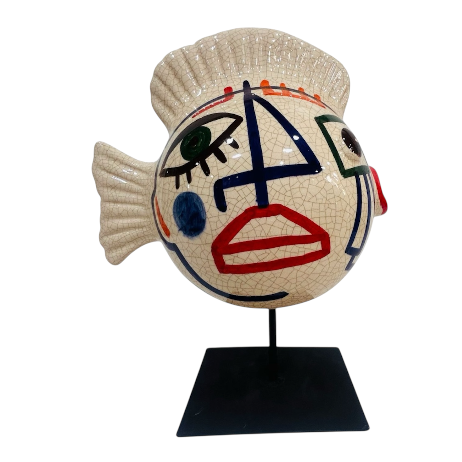 Poisson en forme de boule avec motif - Sculpture en céramique