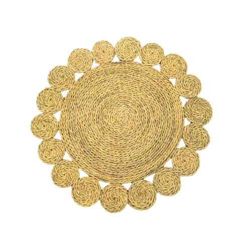 Set de table naturel en Hafla brut, fleurs tressée "Hand Made"