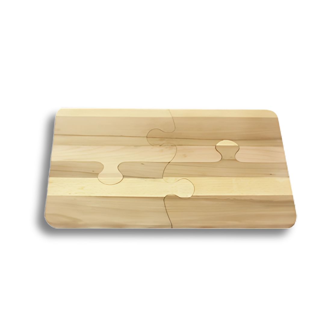 Planche à découper puzzle multifonctionnelle en bois naturel (44x28 cm)
