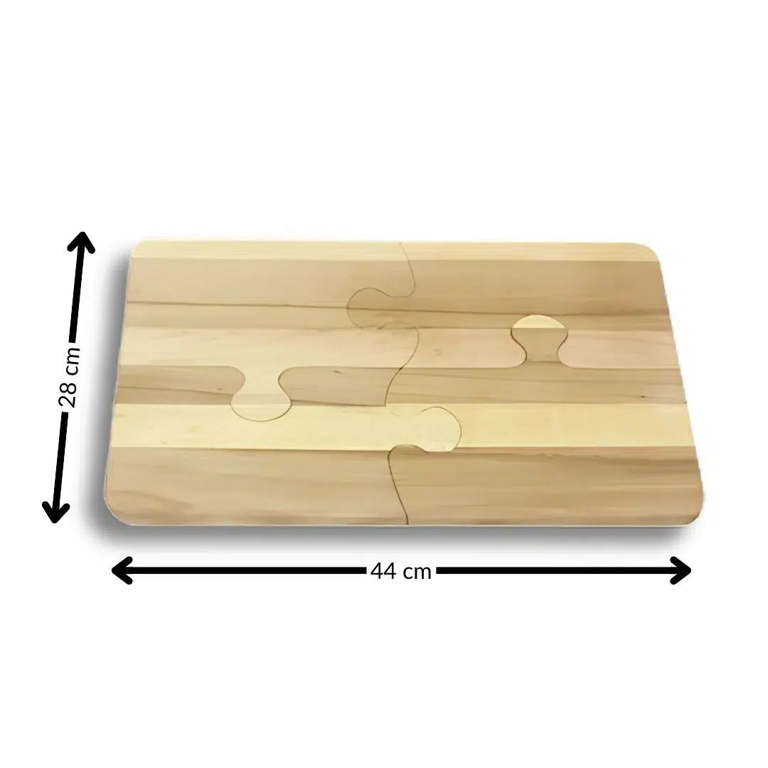 Planche à découper puzzle multifonctionnelle en bois naturel (44x28 cm)