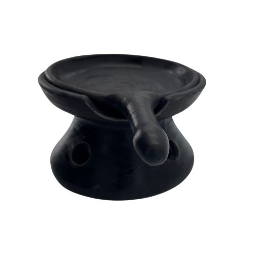 Black ceramic fondue pan