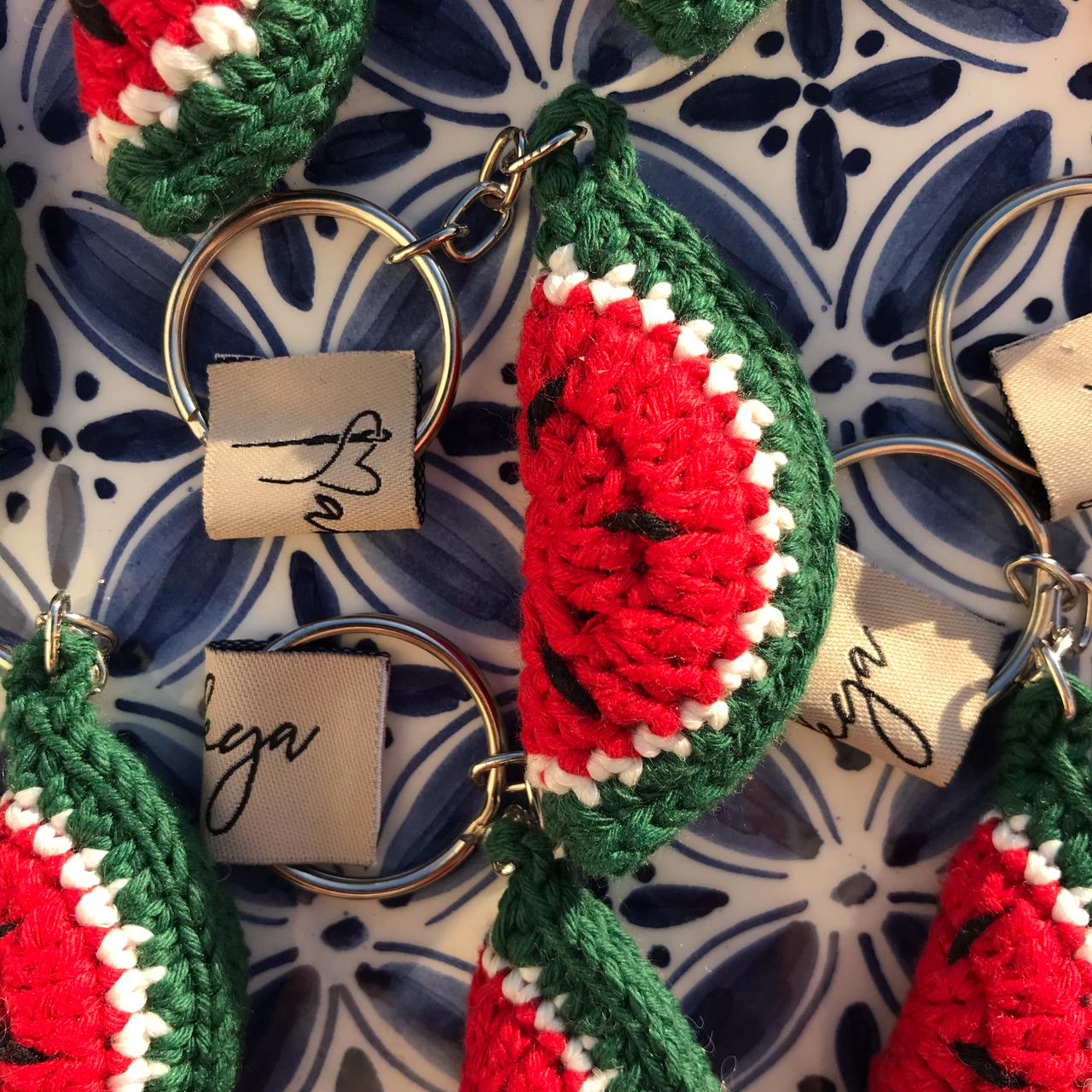 Porte-clés pastèque en crochet fait main idéal pour clés et sacs