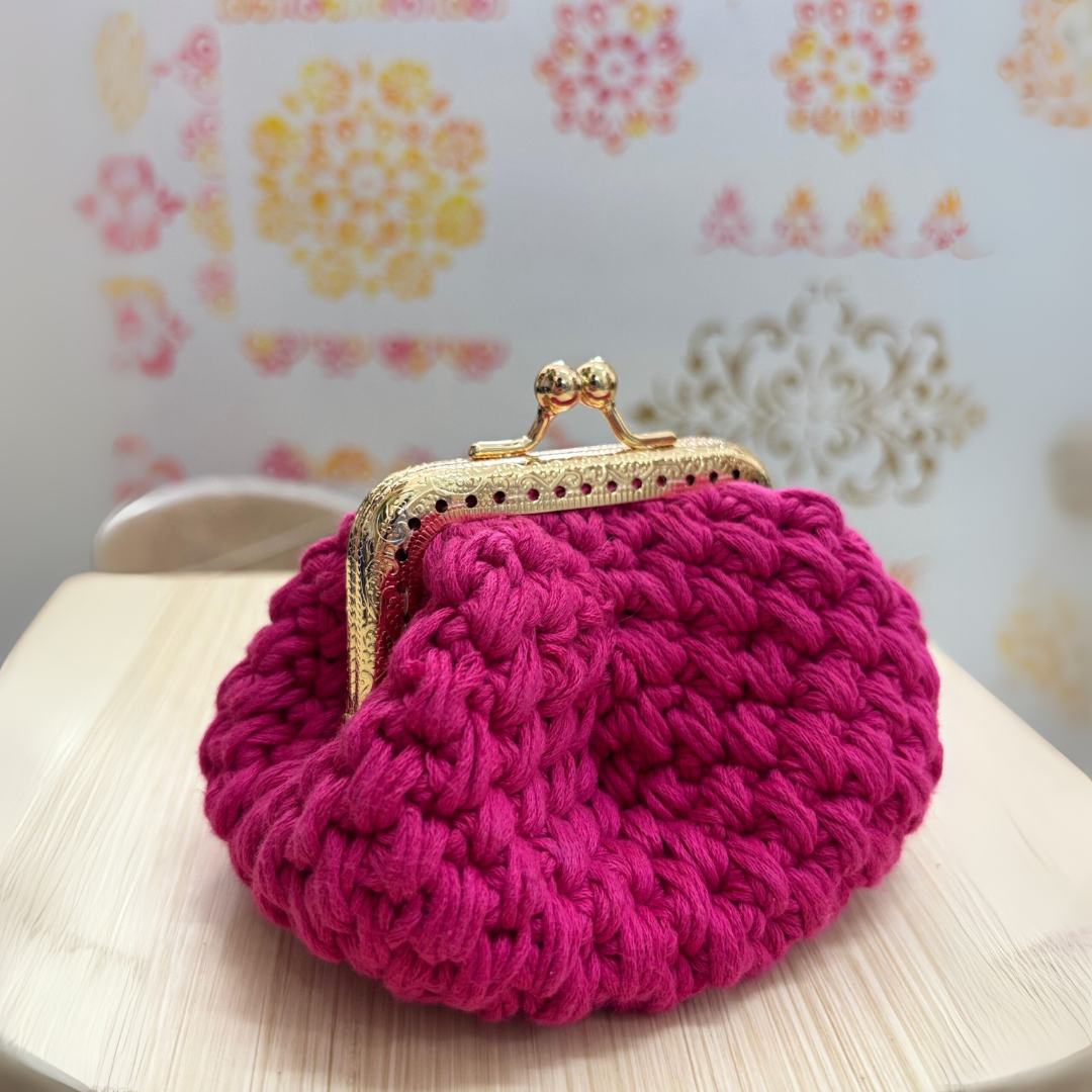 Porte monnaie Rose crochet