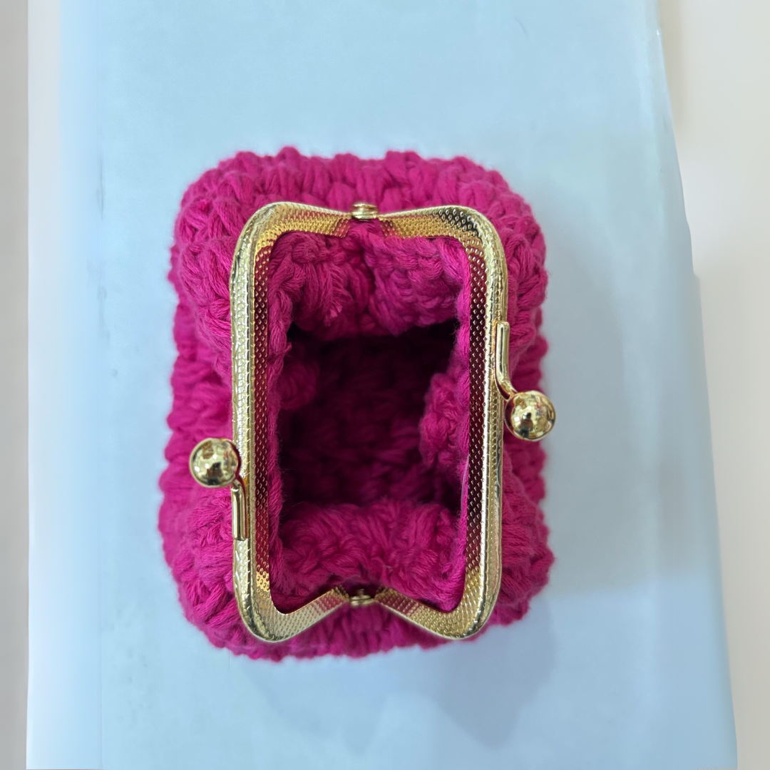 Porte monnaie Rose crochet