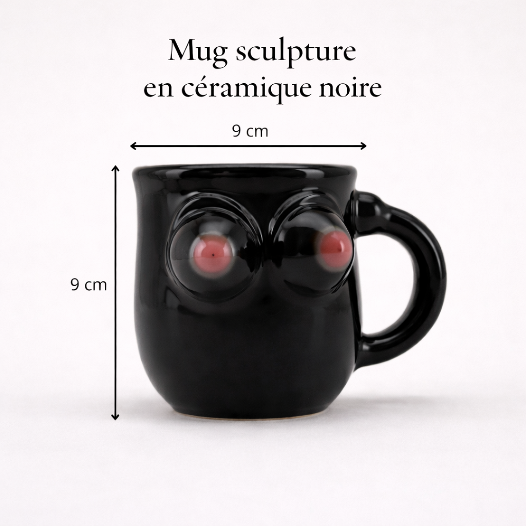Mug sculpture en céramique noire