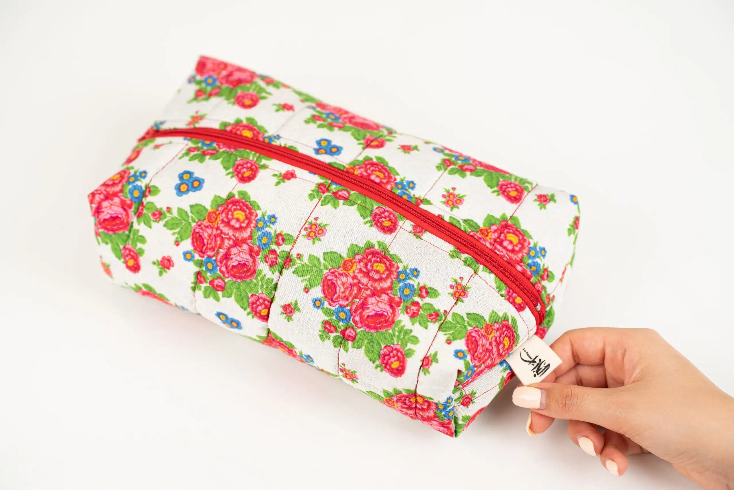 TROUSSE DE TOILETTE Imprimé Fleuri, Inspiré des Foulards Tunisiens