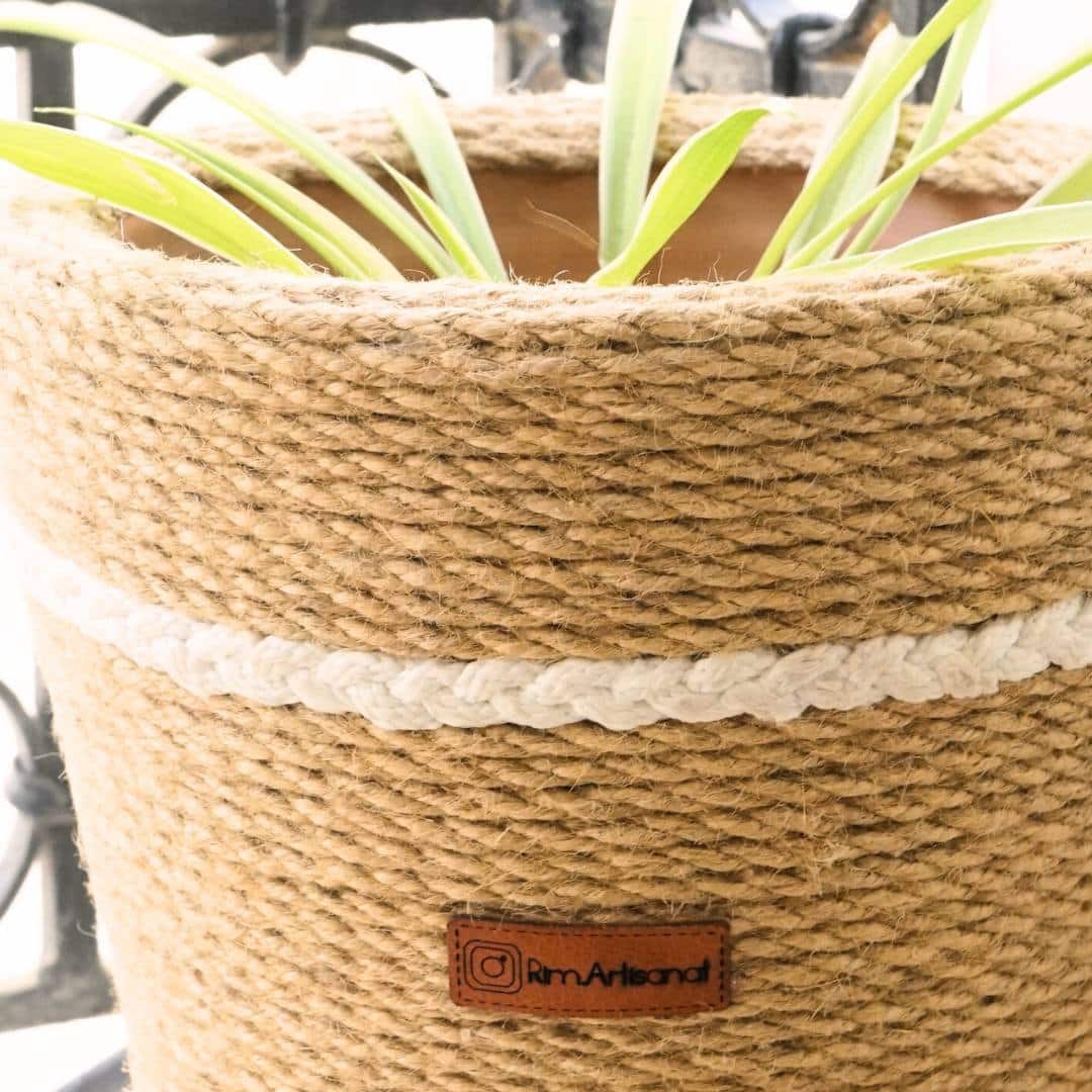 Cache pot en corde de jute, en fibre naturelle 100% fait-main