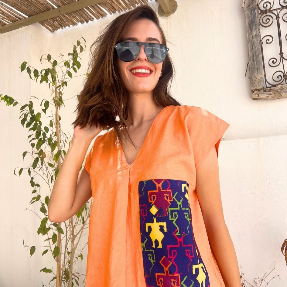 Robe longue Orangé Jebba Tunisienne