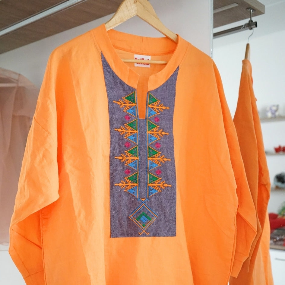 Robe longue Orangé Jebba Tunisienne - artisanat Tunisien fait main | ILEYCOM