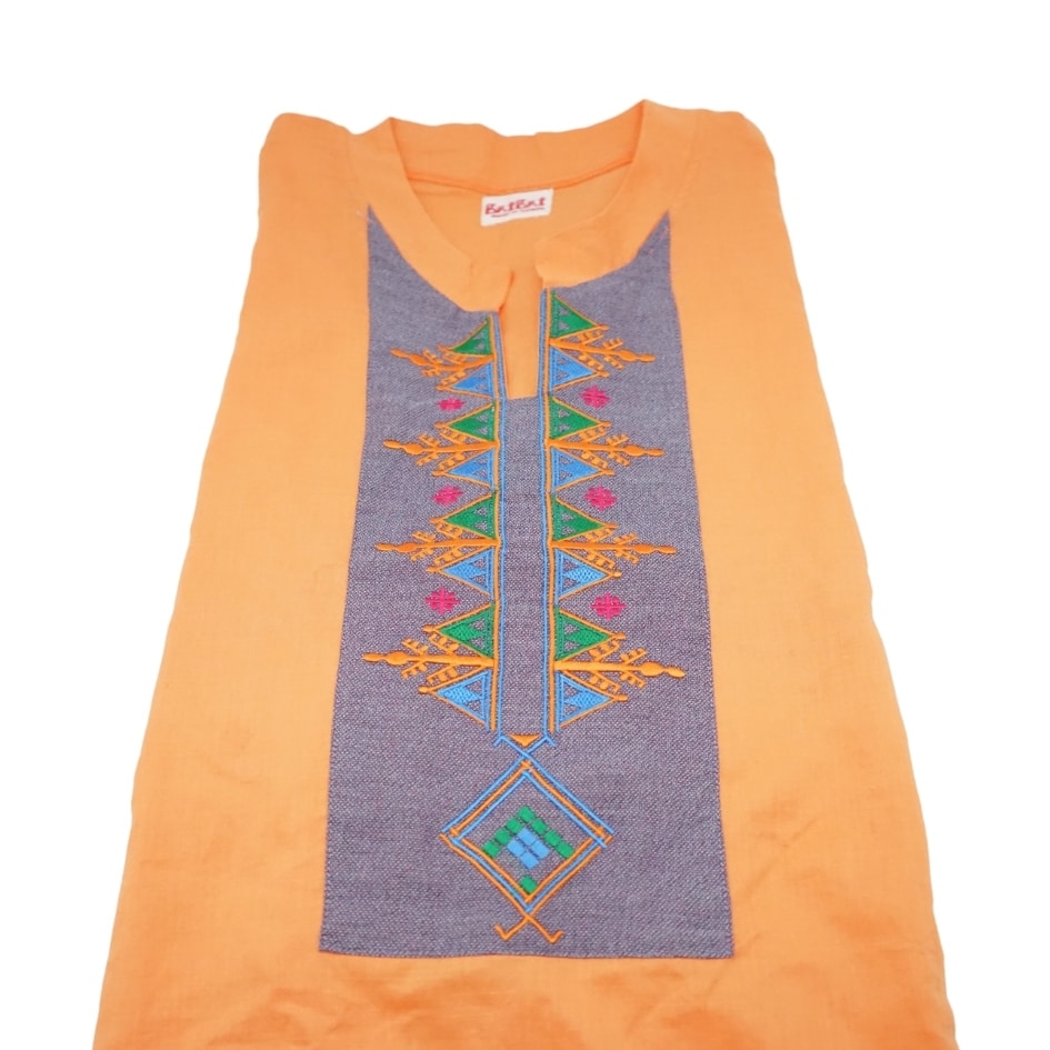 Robe longue Orangé Jebba Tunisienne - artisanat Tunisien fait main | ILEYCOM