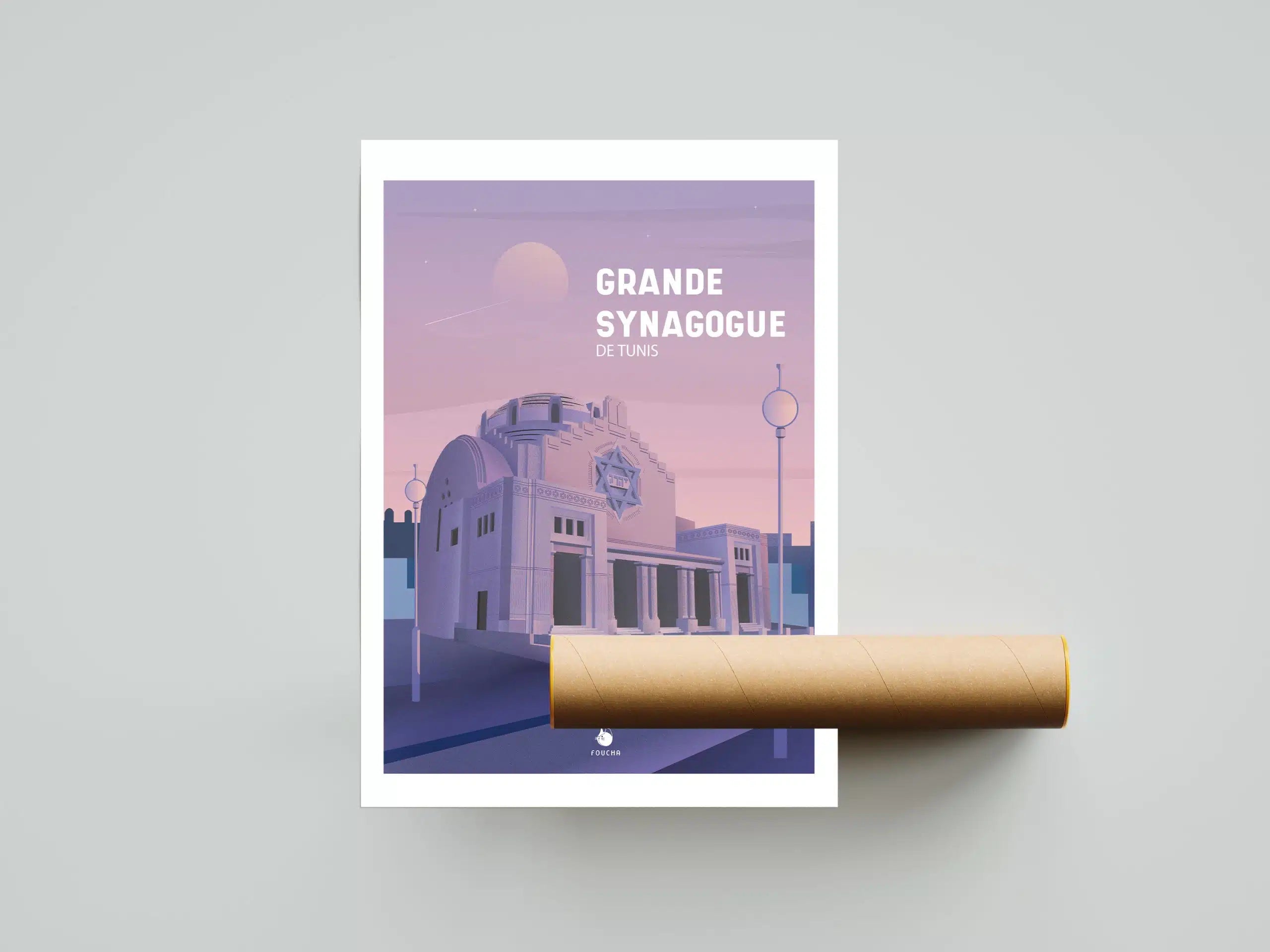 Poster Lieux Célèbres En Tunisie "Grande Synagogue de Tunis"