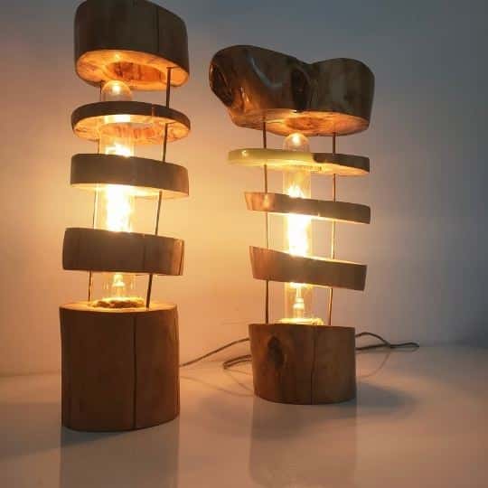 2 Luminaires en tranches ovale et rond