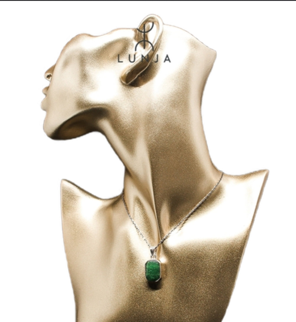 Collier agate verte chaîne fine en argent pour femme