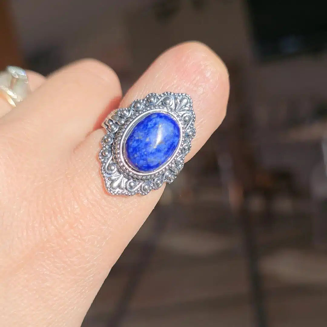 Bague en argent 925 avec Lapis Lazuli bleu royal - (18 mm)