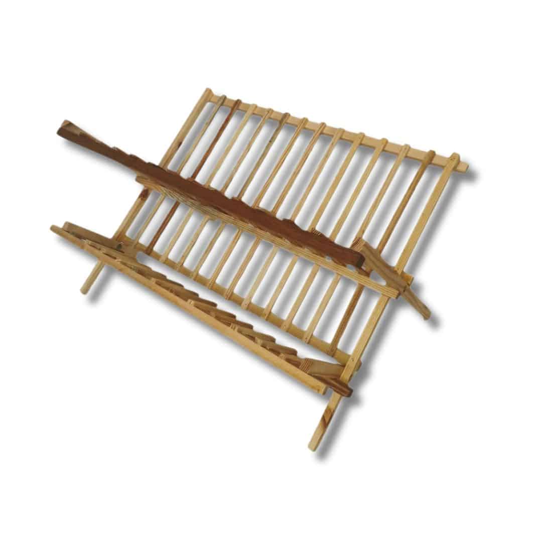Séchoir à vaisselle pliable en bois naturel ou marron (36 × 42 cm)