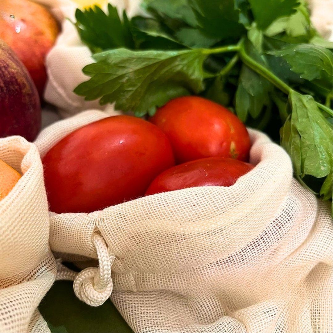 Sac de course réutilisable pour fruits et légumes, set 6 pièces