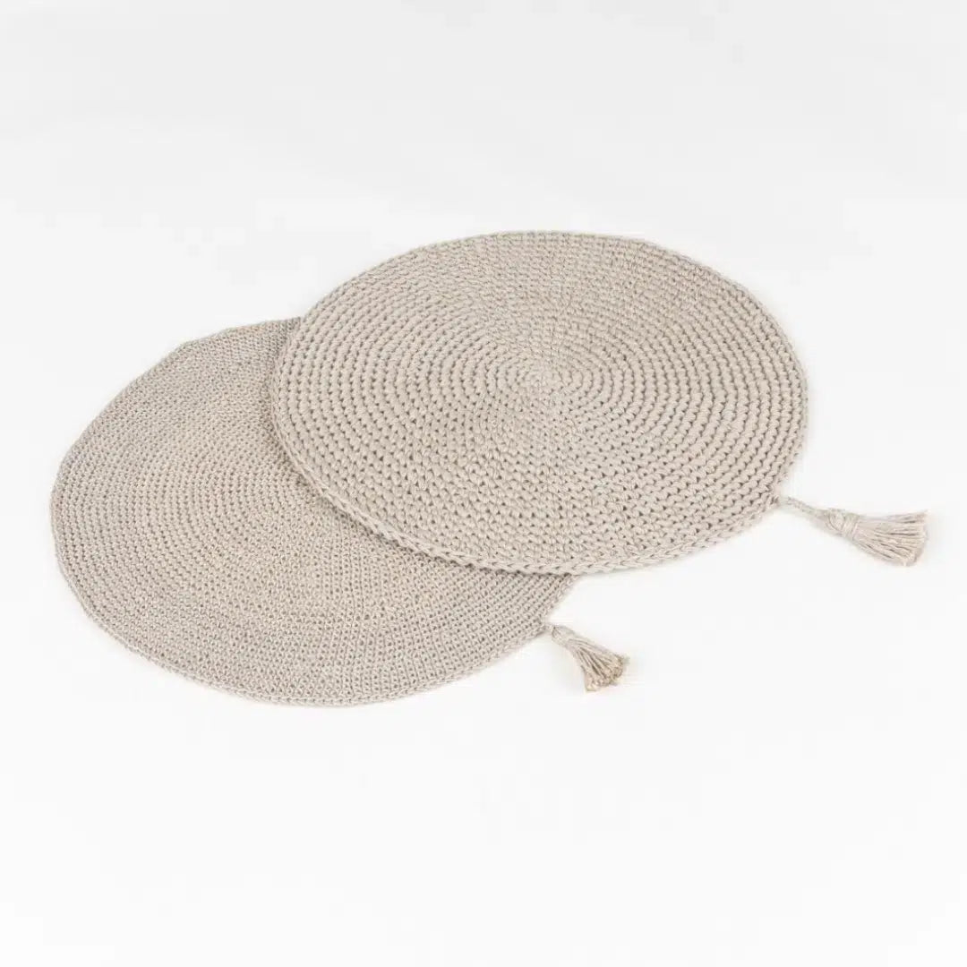Set de Table Rond Artisanal Élégant en Jute, Coton ou Lin - Chic Écoresponsable