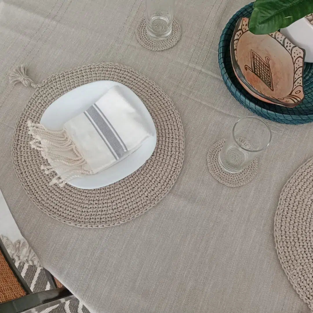 Set de Table Rond Artisanal Élégant en Jute, Coton ou Lin - Chic Écoresponsable