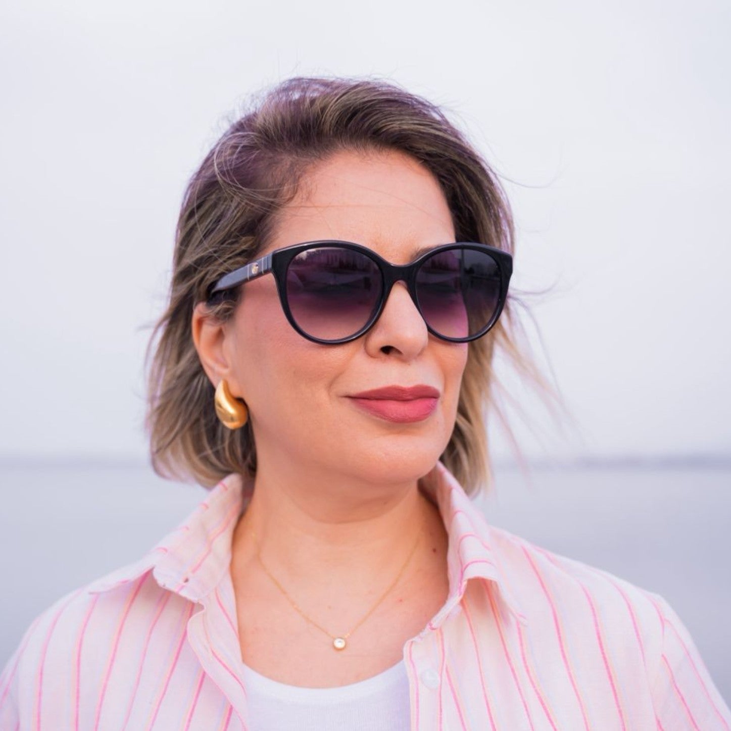 Set en lin beige à rayures