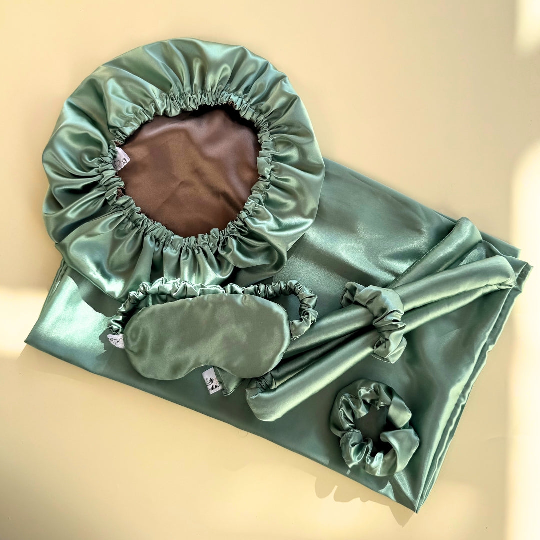 Ensemble Nuit Satin Vert Marron - Élégance et Confort