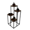 Support plantes d’entrée avec 4 étagères en acier noir EPOXY et bois fraké