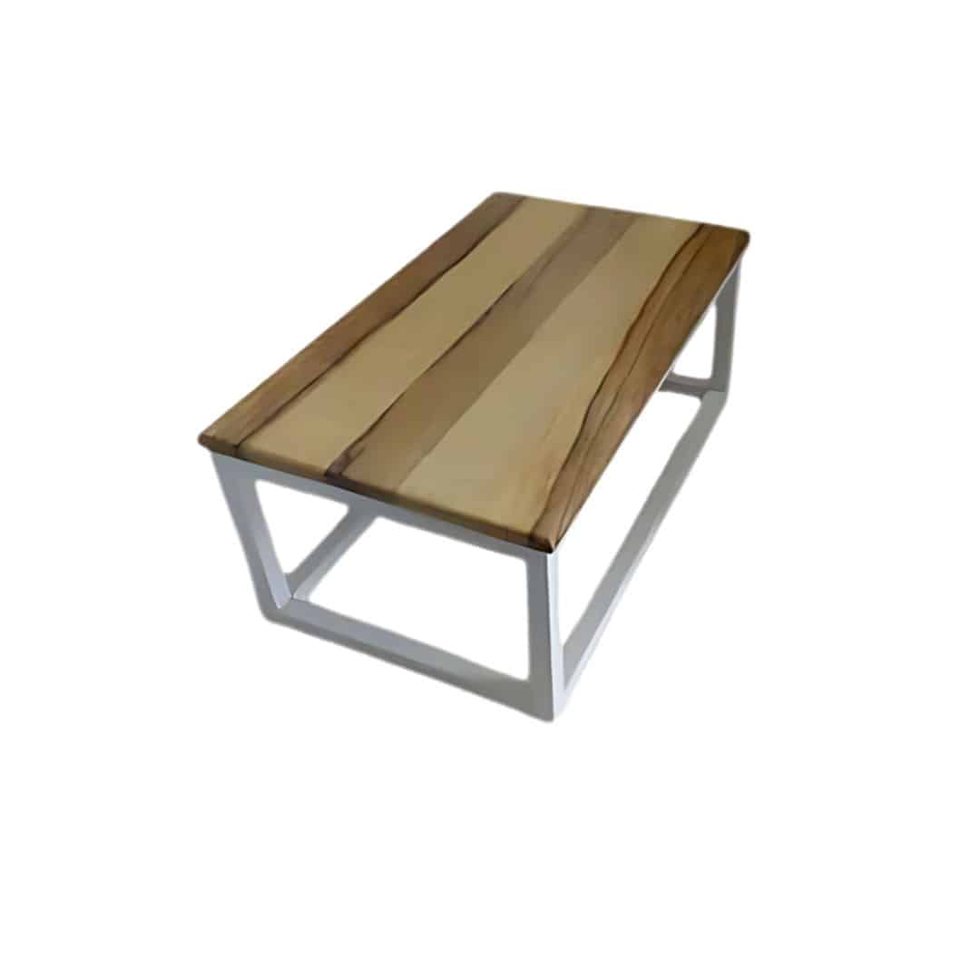 Table basse en bois du chêne et aluminium – Disponible en Noir ou Blanc (100 × 60 × 42 cm)