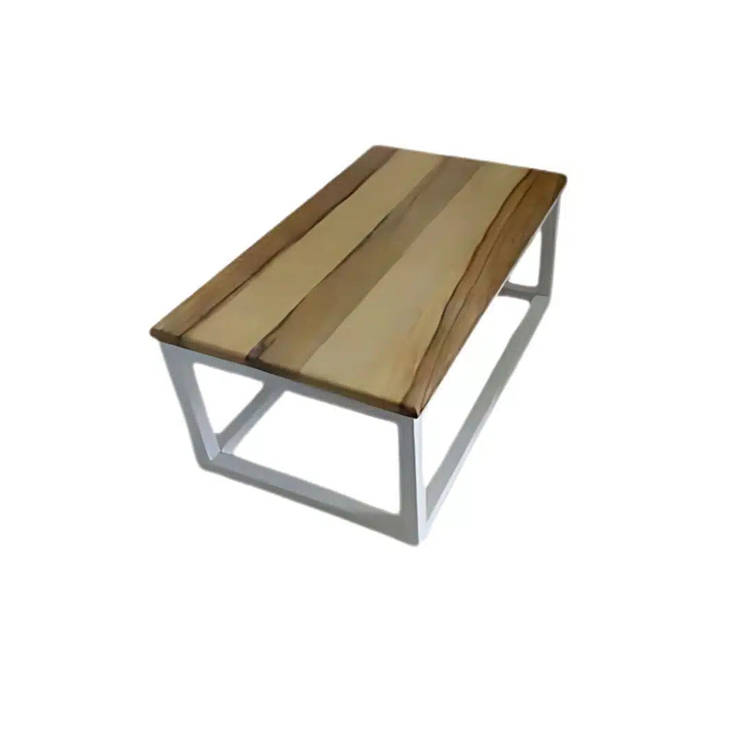 Table basse en bois du chêne et aluminium – Disponible en Noir ou Blanc (100 × 60 × 42 cm)