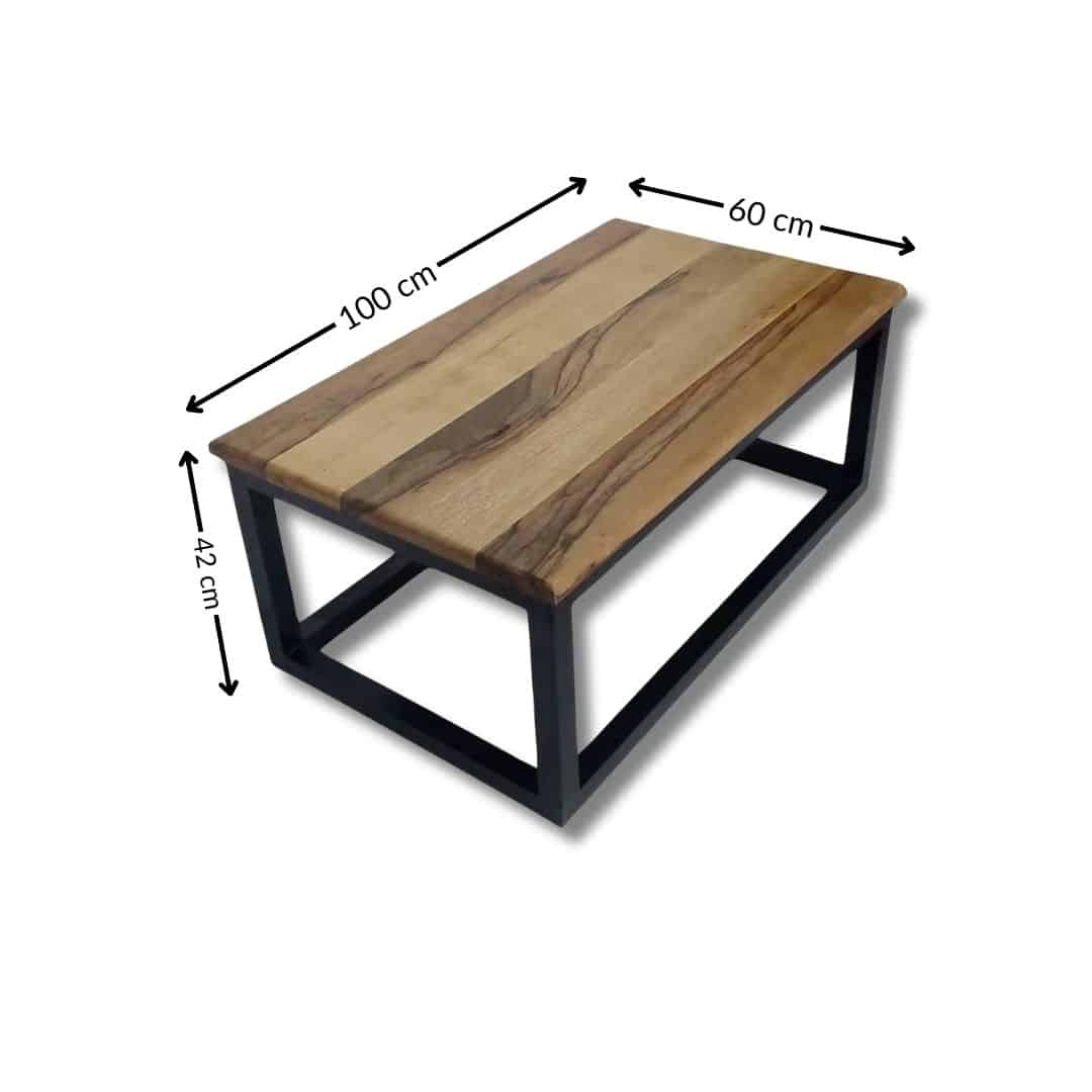 Table basse en bois du chêne et aluminium – Disponible en Noir ou Blanc (100 × 60 × 42 cm)