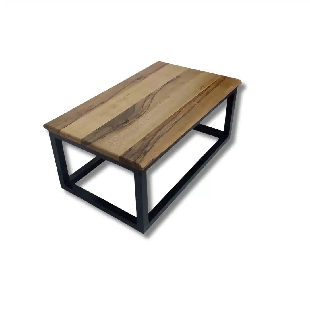 Table basse en bois du chêne et aluminium – Disponible en Noir ou Blanc (100 × 60 × 42 cm)