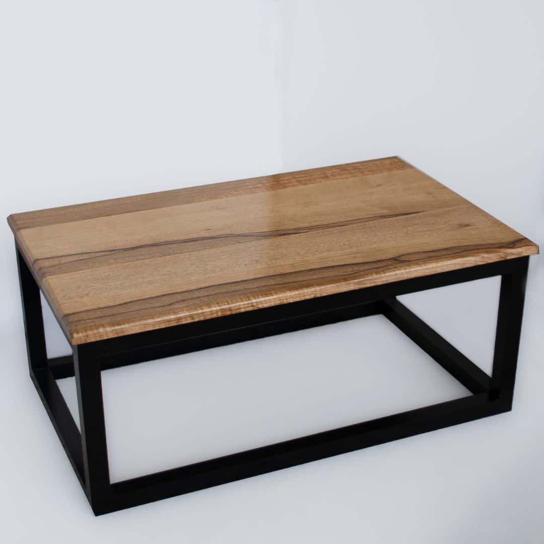 Table basse en bois du chêne et aluminium – Disponible en Noir ou Blanc (100 × 60 × 42 cm)