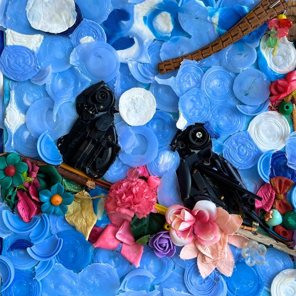 Tableau Recyclé – Deux Oiseaux sur une Branche