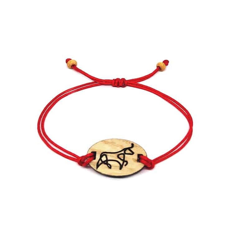 Bracelet Horoscope Taureau – Pendentif en Bois Massif | Bijou Astrologique Artisanal