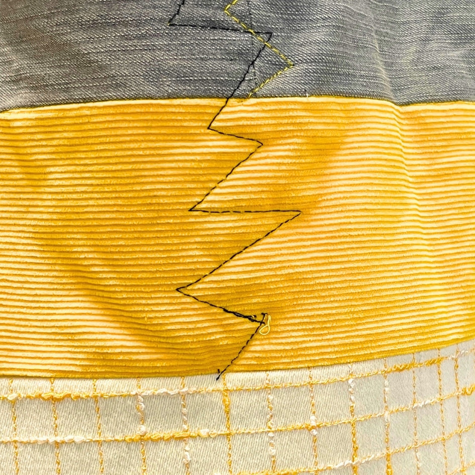 Tote Bag en Tissus Upcyclé - Jean Revalorisé, velours côtelé et tissu à carreaux