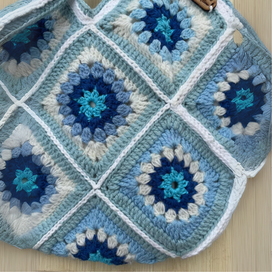 Totebag granny bleu