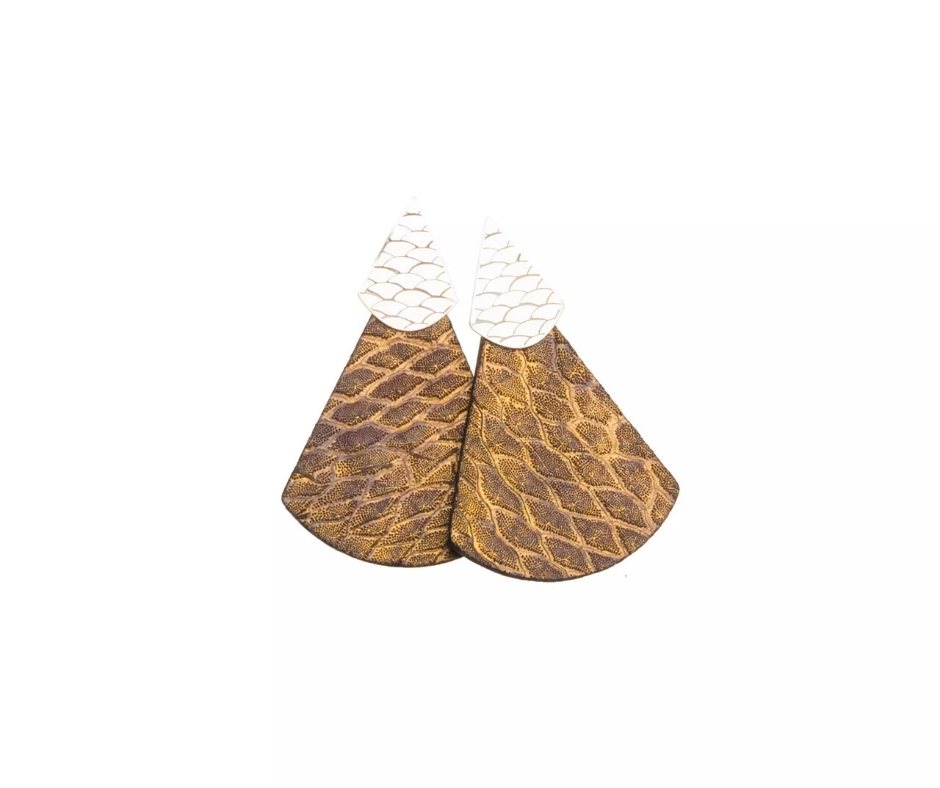 Boucles d'oreilles en cuir de peau de saumon "Triggerfish Aurum"