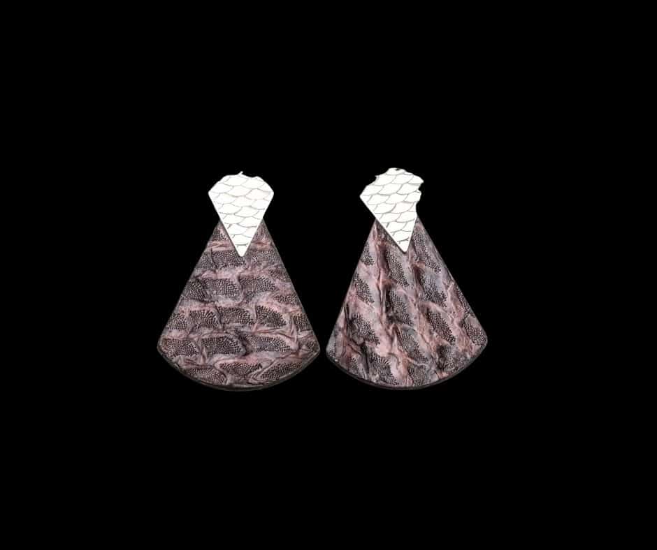 Boucles d'oreilles en cuir de peau de saumon "Triggerfish Purpura"