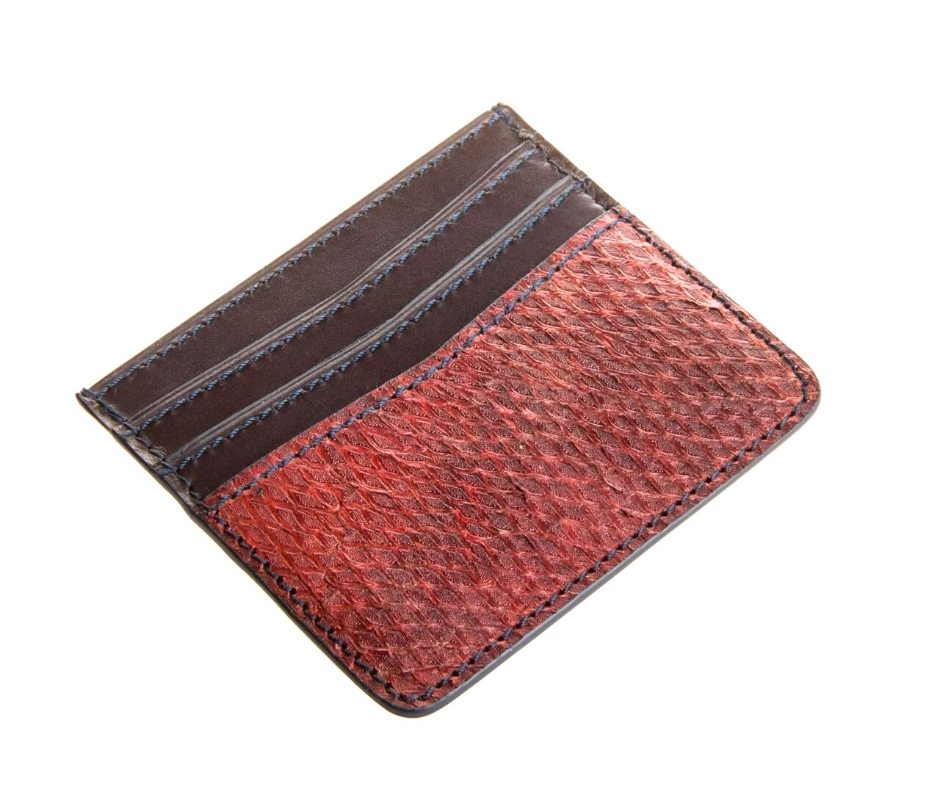 Porte-cartes en Triggerfish et cuir de vachette "Triggerfish Rudhira"