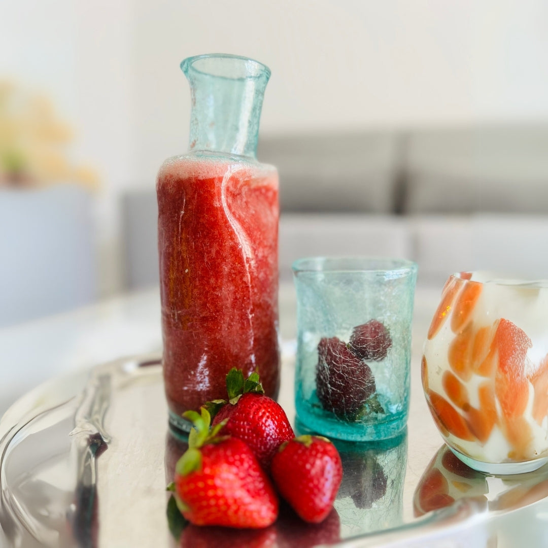 Set Fresca carafe et 4 verres en verre recyclé soufflé à la main – design texturé
