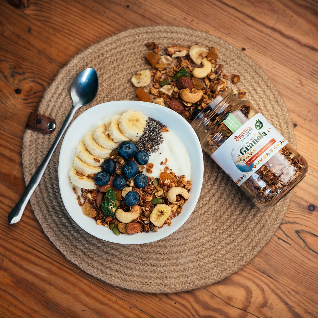 Granola premium en pot aux fruits séchés & miel bio