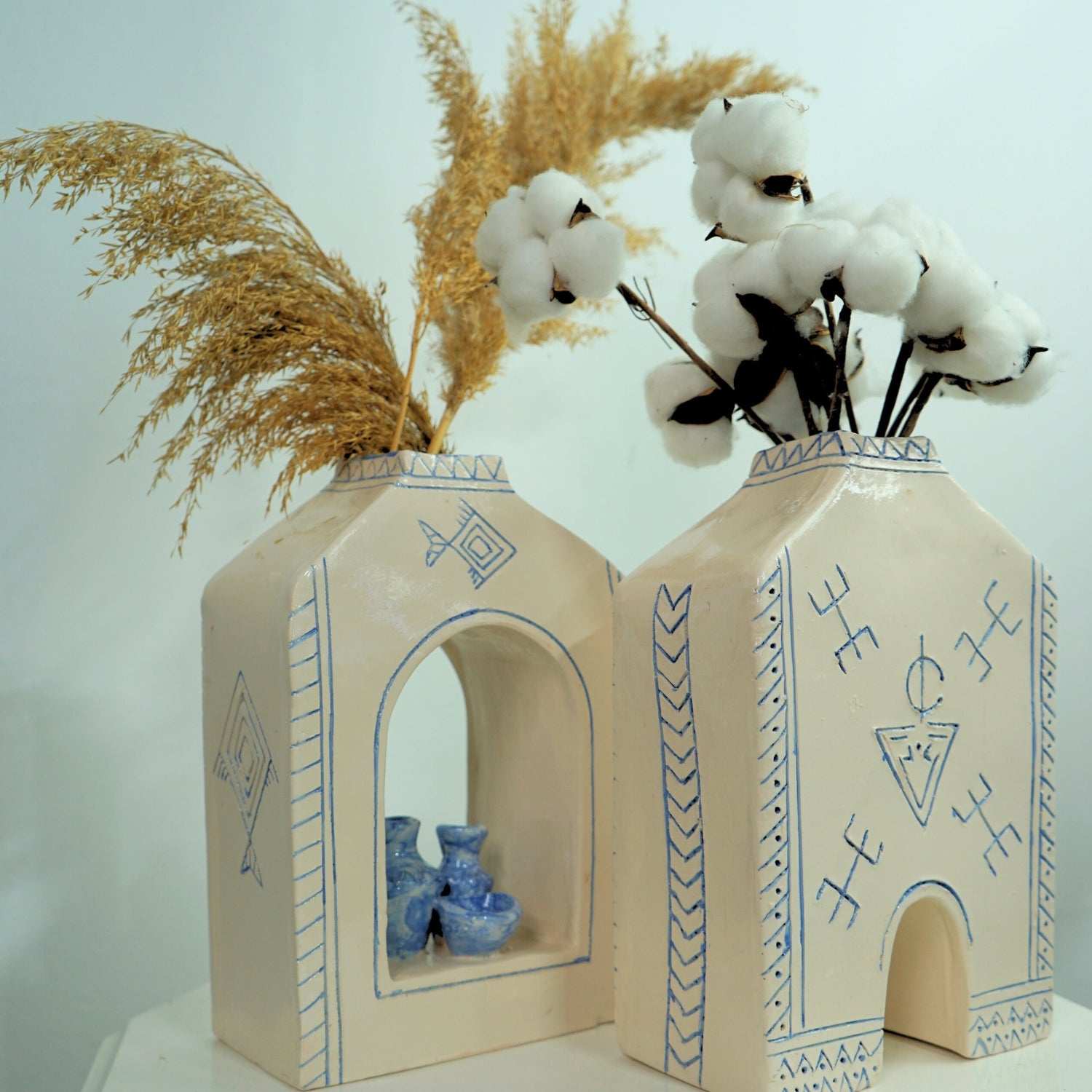 Vase céramique berbère bleu