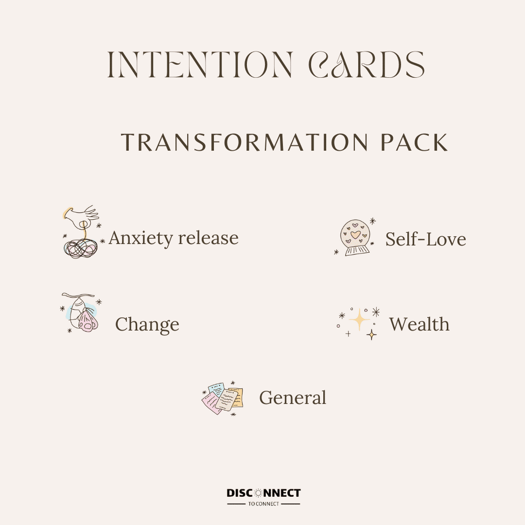 50 Cartes de réflexion et d’intention "Transformation" en anglais (5 catégories et 10 cartes par catégorie)