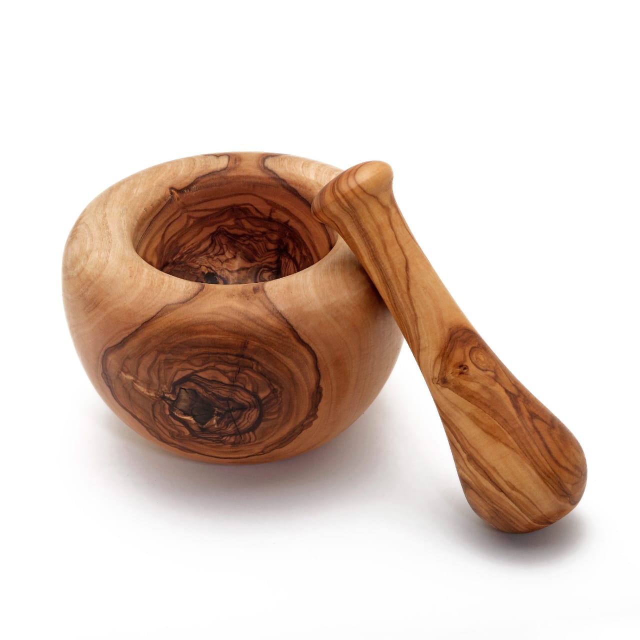 Olive Wood Mortar and Pestle Handmade and Artisanal