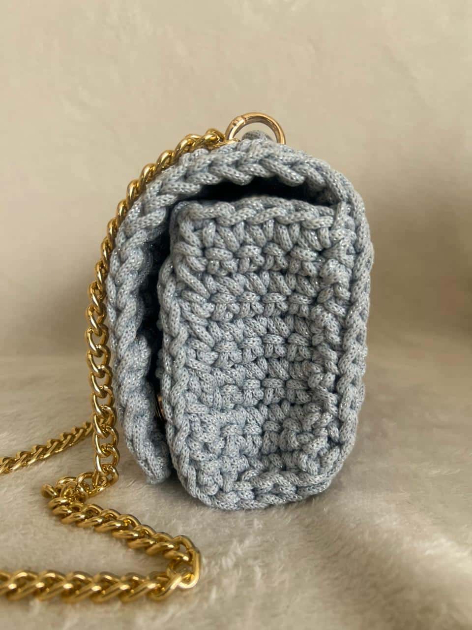 Sac Crochet gris Fait-main