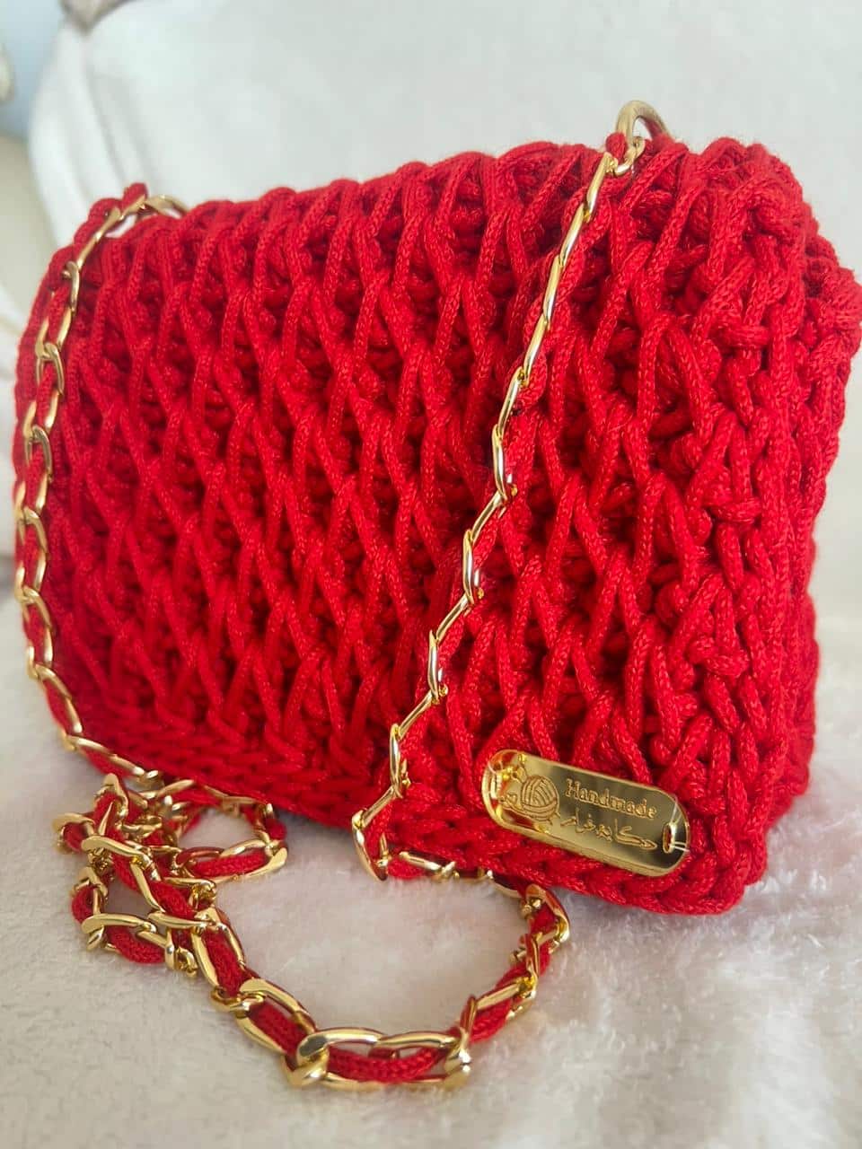 sac crochet rouge élégant fait main