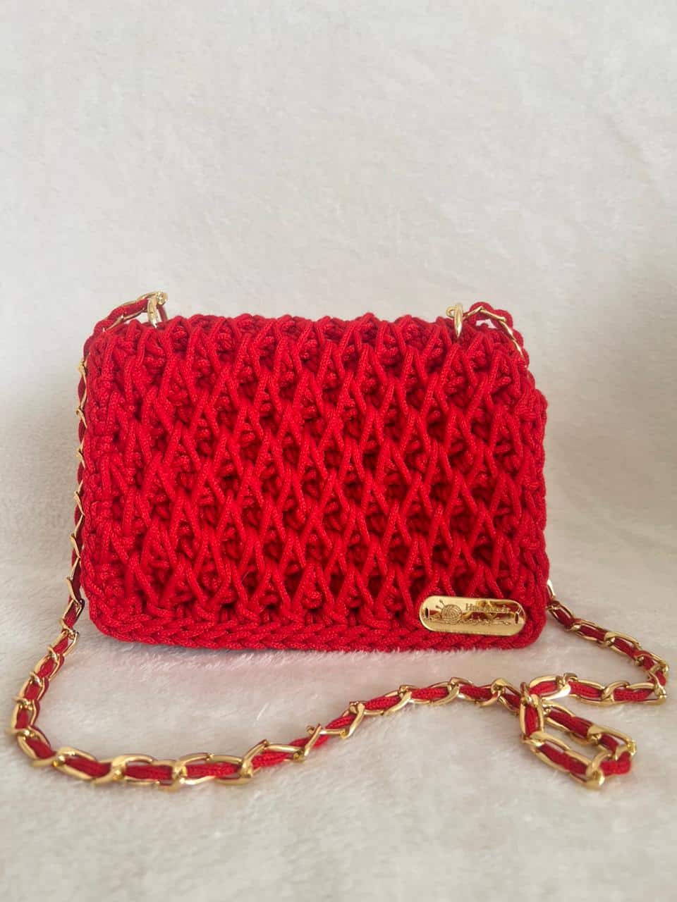 sac crochet rouge élégant fait main