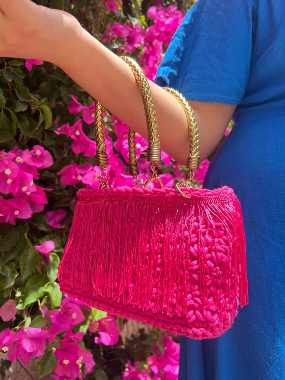 Sac à main rose en crochet