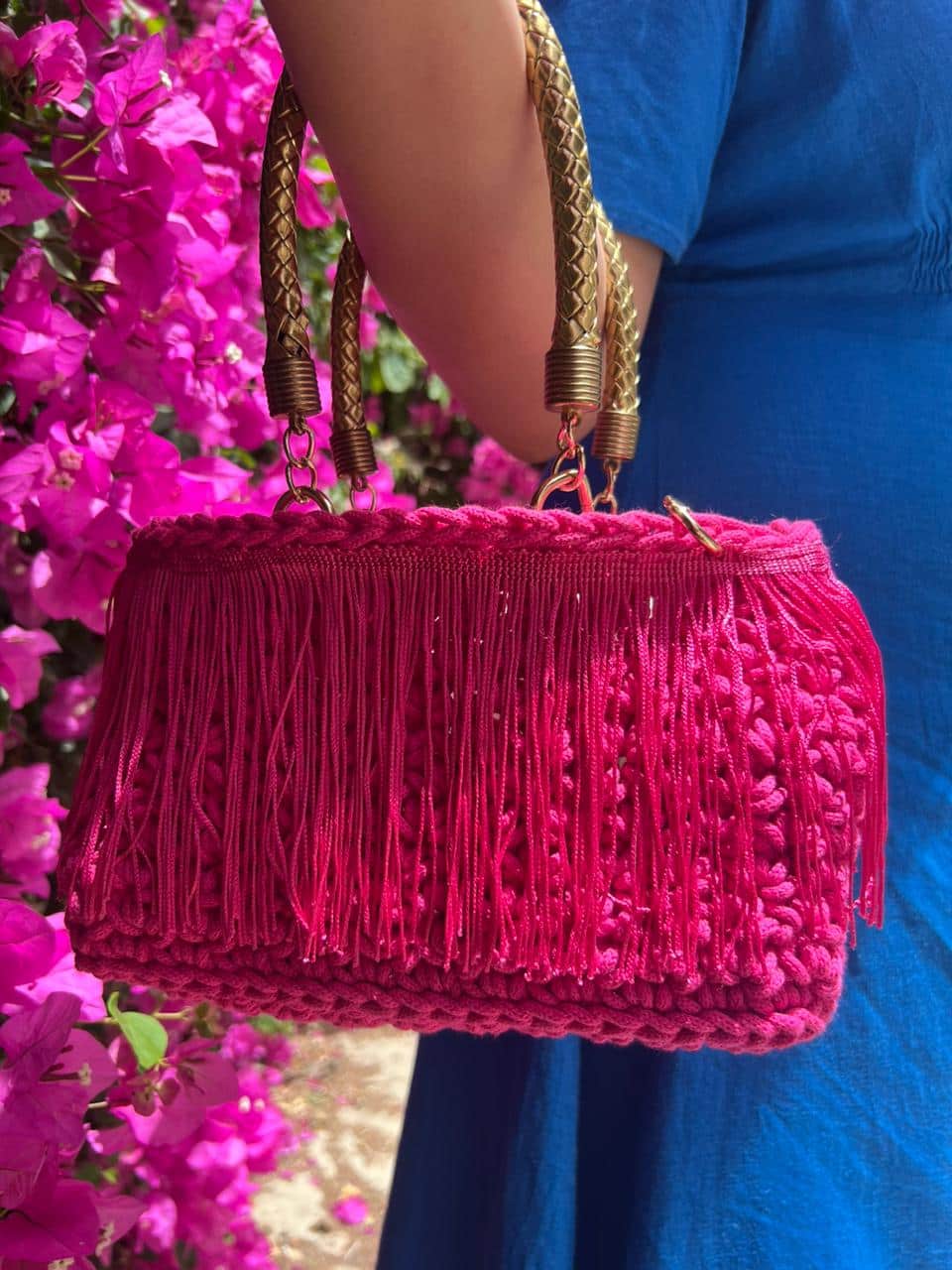 Sac à main rose en crochet