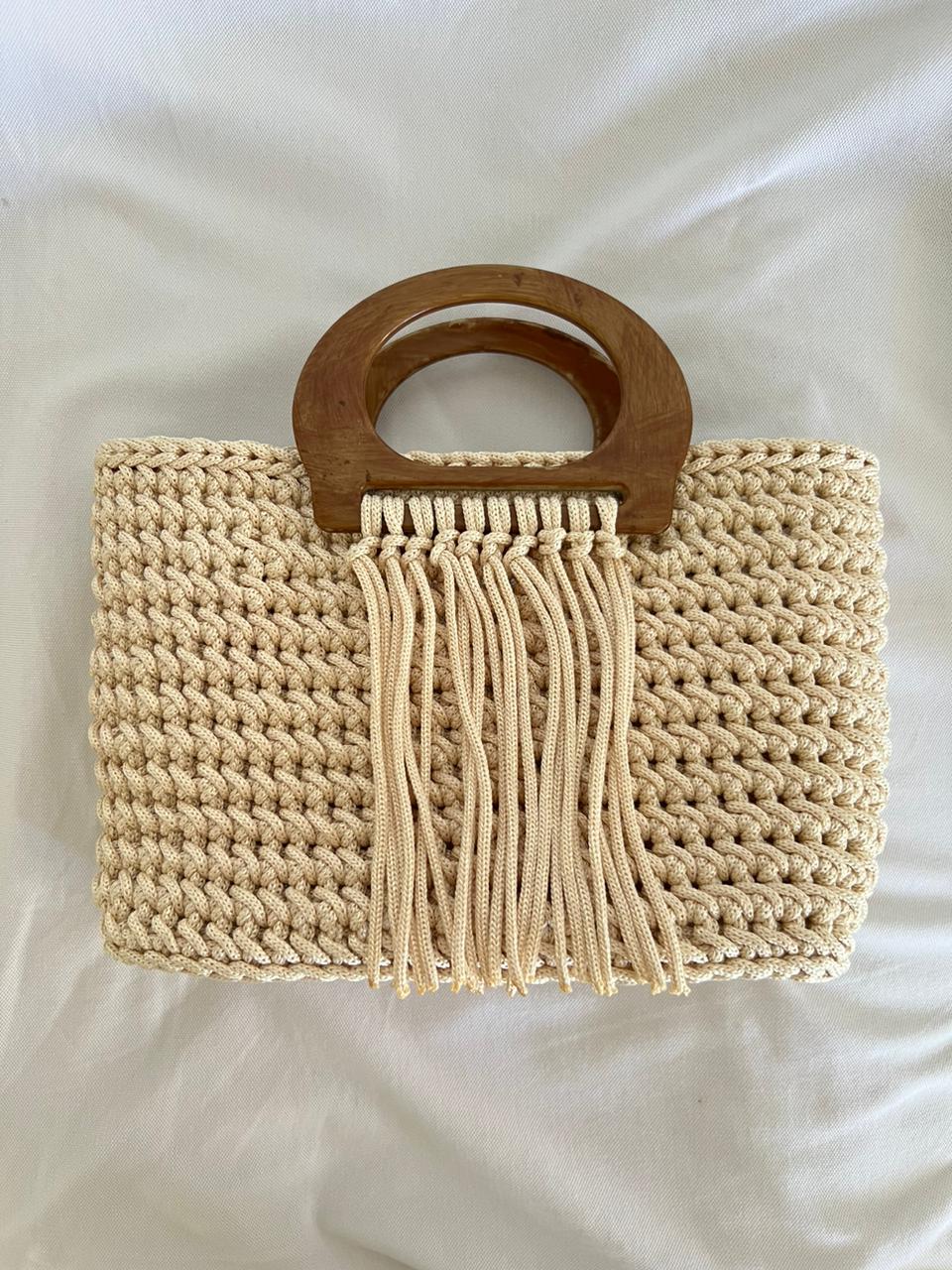 sac en crochet beige