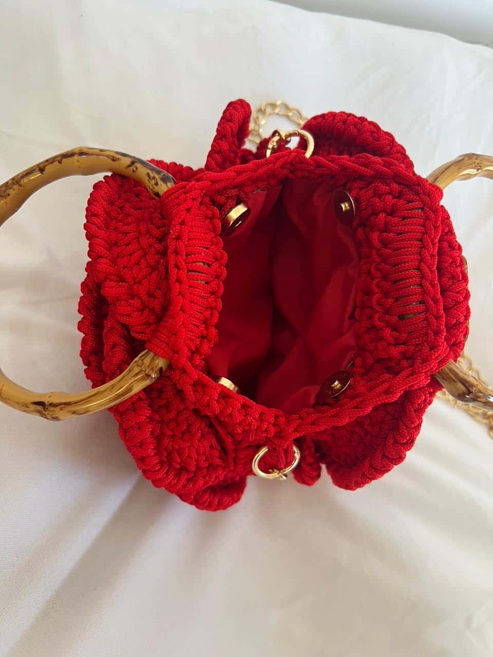 sac fleur rouge en crochet