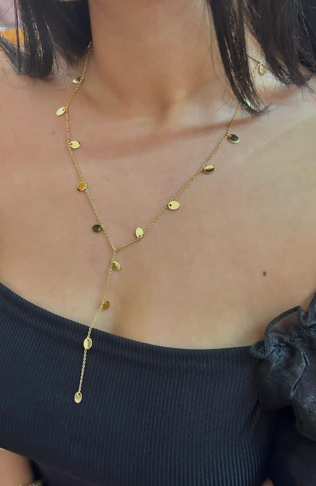 Necklace Golden Tears - Collier en acier inoxydable